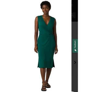Prana NEW with tags green foundation Tencel modal wrap dress Small sleeveless